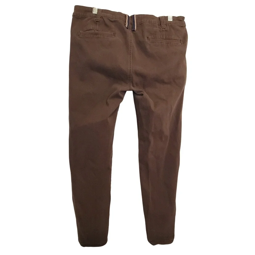 Carbon Mens Freedom Flex Slim Fit Chino Pants Brown 34x30 Cotton Stretch